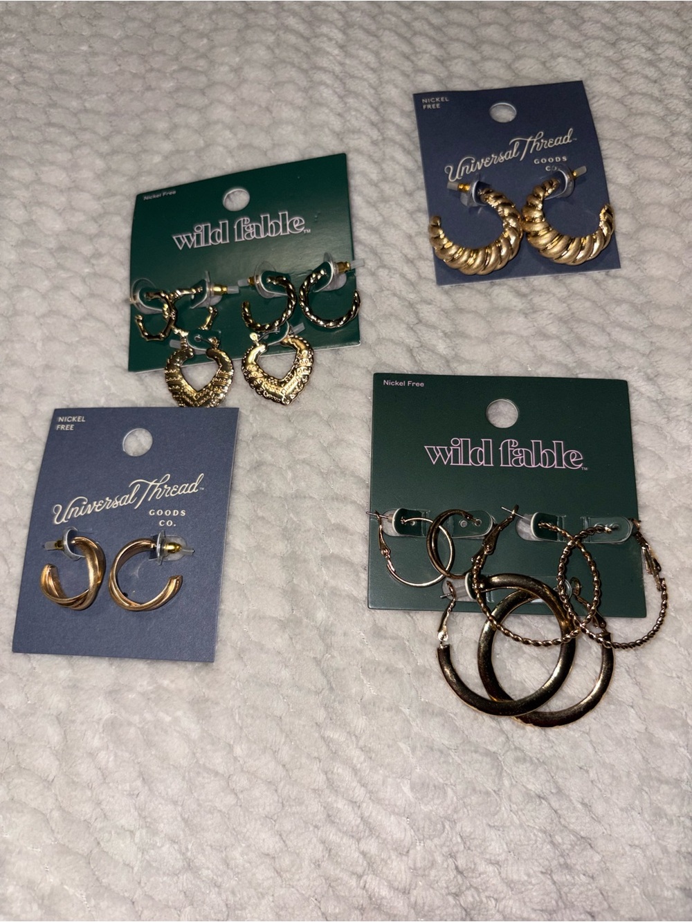 Wild Fable and Universal Thread Gold Hoop 8 pair Earring Set - Mixed Gold Tones
